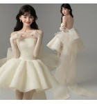 晚裝禮服裙抹胸露背短輕婚紗裙