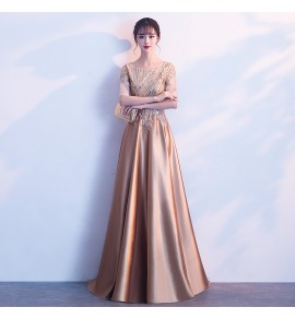 晚裝禮服裙圓領中袖合唱團演出服