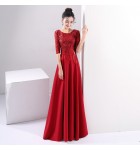 晚裝禮服裙圓領中袖合唱團演出服