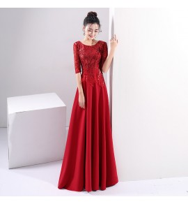 晚裝禮服裙圓領中袖合唱團演出服