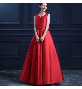晚裝禮服裙V領無袖宴會長裙