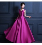 晚裝禮服裙V領無袖宴會長裙