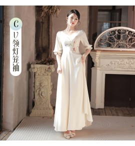 女裝禮服裙繡花姊妹團長裙