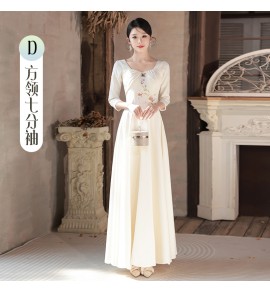 女裝禮服裙繡花姊妹團長裙