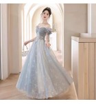 女裝禮服裙方領露背演出服長裙