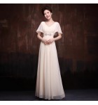 女裝禮服裙V領雪紡演出服長裙