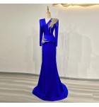 晚裝禮服裙V領主持人合唱演出服