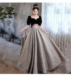 少女禮服裙方領泡泡袖長裙