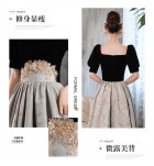 少女禮服裙方領泡泡袖長裙
