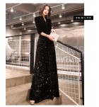 晚裝禮服V領宴會長裙