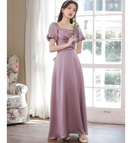 少女禮服裙緞面宴會長裙
