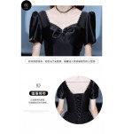 晚裝禮服黑色方領宴會長裙