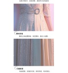 女裝禮服裙V領亮片中袖長裙