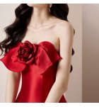 女裝禮服裙抹胸立體花中長裙