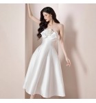 女裝禮服裙抹胸立體花中長裙