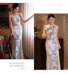 晚裝禮服裙掛脖露肩開叉魚尾長裙