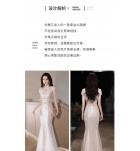晚裝禮服裙水滴領珍珠亮片長裙