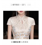 晚裝禮服裙水滴領珍珠亮片長裙