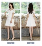 少女連身裙方領泡泡袖短款禮服裙