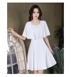 少女連身裙花邊領披肩袖短款禮服裙