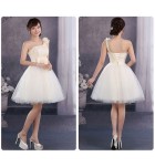 少女禮服裙單肩花朵短裙