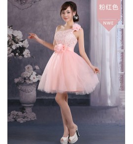 少女禮服裙單肩花朵短裙