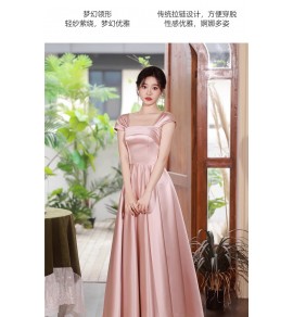 少女禮服裙伴娘服綁帶長裙
