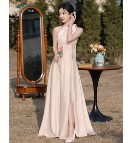 少女禮服裙香檳色姊妹團長裙