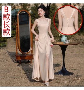 少女禮服裙香檳色姊妹團長裙