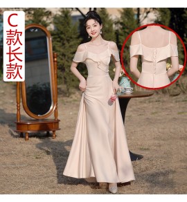 少女禮服裙香檳色姊妹團長裙