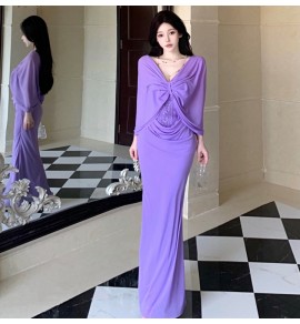 女裝禮服裙抹胸亮片刺繡魚尾長裙