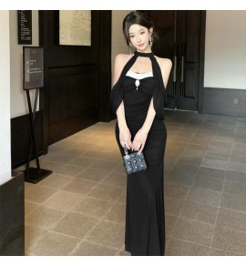 少女禮服裙抹胸掛脖肩袖兩件套