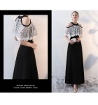 少女禮服裙性感露肩掛脖長裙 