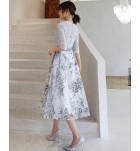 連身裙圓領蕾絲派對中長款禮服裙