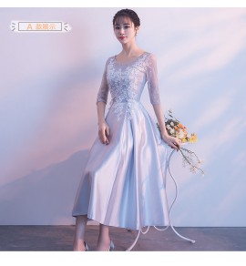 少女禮服裙緞面中長裙