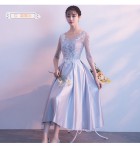 少女禮服裙緞面中長裙