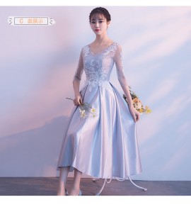 少女禮服裙緞面中長裙
