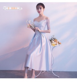 少女禮服裙緞面中長裙