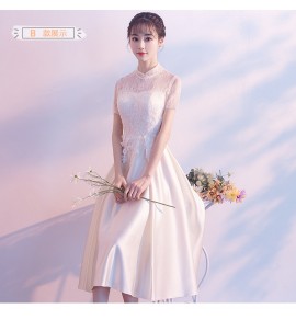 少女禮服裙緞面中長裙
