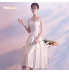 少女禮服裙緞面中長裙