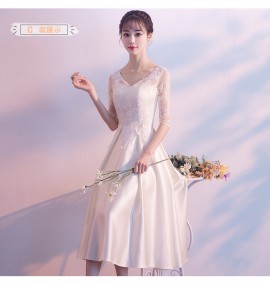 少女禮服裙緞面中長裙