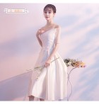 少女禮服裙緞面中長裙