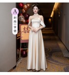 少女禮服裙緞面伴娘服宴會長裙