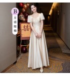 少女禮服裙緞面伴娘服宴會長裙