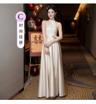少女禮服裙緞面伴娘服宴會長裙