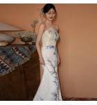 晚裝禮服裙掛脖露肩開叉魚尾長裙