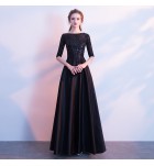 晚裝禮服裙一字領亮片長裙