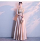 晚裝禮服裙一字領亮片長裙