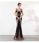 晚裝禮服深V性感亮片長裙