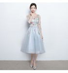 連身裙透視蕾絲繡花中長款禮服裙